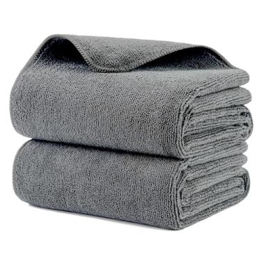 Imagem de MICROFI Novas toalhas de salão de microfibra para secagem de cabelo, secagem rápida, sem fiapos (cinza, 50 cm x 101 cm)