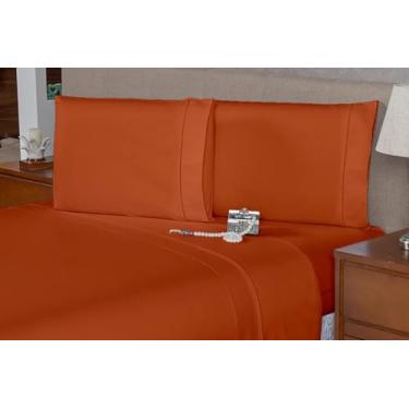 Imagem de Lençol Solteirão/Viúvo Sem Elástico Ponto Palito Micropercal 400 Fios Percal Flex (TERRACOTA)