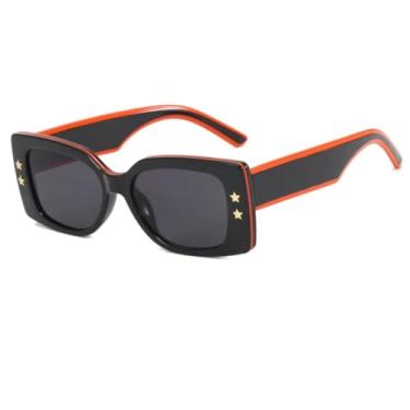 Imagem de HCPIHF Óculos de sol da moda vintage punk degradê feminino e masculino (preto-preto)