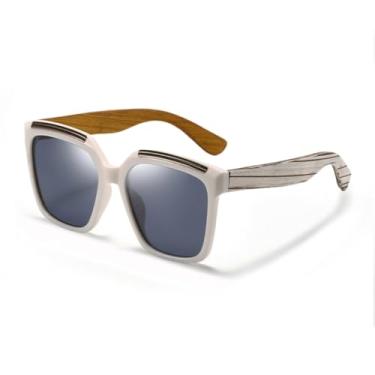 Imagem de HPIRME Óculos de sol masculino polarizado UV400, óculos de sol fashion, espelhado, esportivo, para dirigir (branco)