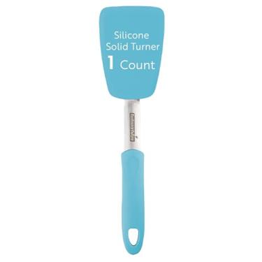 Imagem de Restaurantware - Espátula de silicone confortável de 33 x 10 cm, 1 espátula durável para cozinhar – corpo de aço inoxidável, cabo de borracha, espátula flipper de silicone turquesa, tolera até 446F,