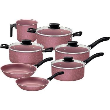 Imagem de Jogo De Panelas Tramontina Linz Starflon Max Rosa 7 Pç