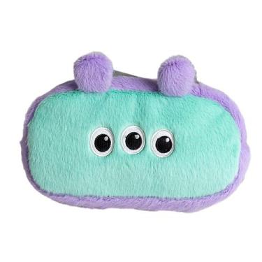 Imagem de Estojo de lápis de pelúcia verde e roxo de grande capacidade Monster -