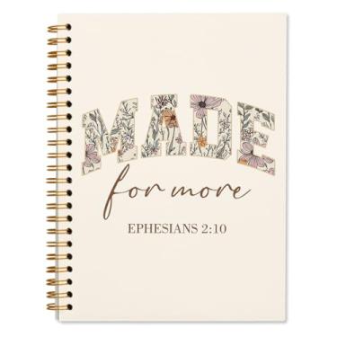 Imagem de WXHUM Diário de caderno feito para mais cristão, diário bíblico inspirador floral boho para escrever, diário de oração para mulheres, material de escritório cadernos forrados de capa dura espiral, 14