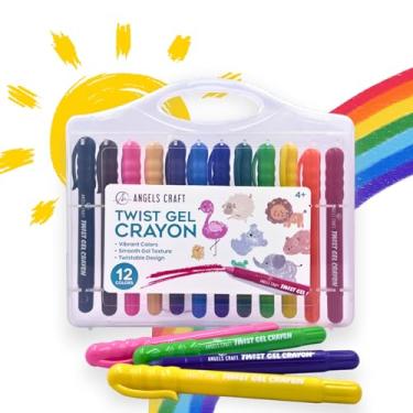 Imagem de Angels Craft Giz de cera de gel torcido de 12 cores - cores vibrantes, textura de gel suave, design torcível, sem necessidade de apontador - perfeito para colorir desenho e pintura