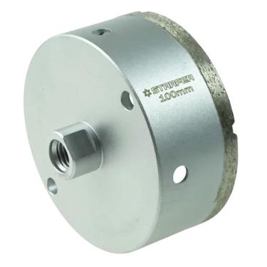 Imagem de Broca Serra Copo Diamantada 100mm Rosca M14 para Esmerilhadeira Furos Limpos Telhas Tijolos Cêramica Azulejo