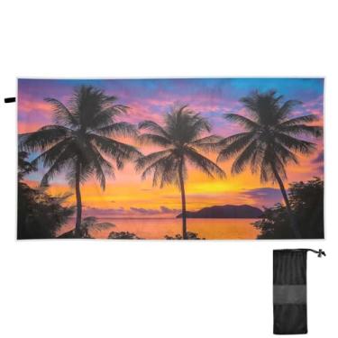 Imagem de ATTX Toalha de praia com palmeiras de coco 78 x 188 cm - Cobertor de microfibra leve de secagem rápida e resistente à areia para piscina, ioga, academia e viagens | Esportes de banho de natação