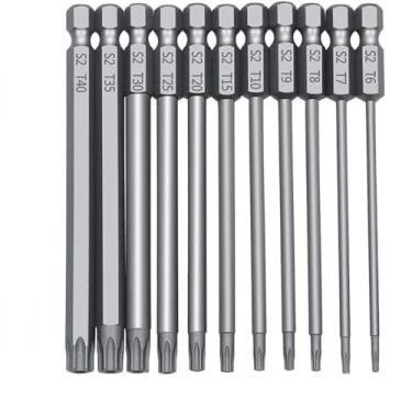 Imagem de XLCZMYL Conjunto de chaves de fenda de segurança S2 de aço com 11 peças, conjunto de chaves de fenda estrela de 50/100 mm para aspirador de pó Shark T6-T40, prata, 100 mm, 11 peças