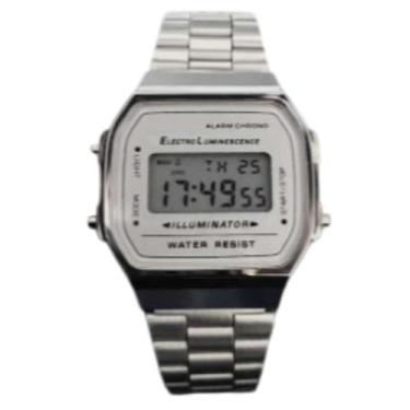 Imagem de Relógio Digital Feminino Vintage Prata_Prata_Quadrado - Smactudo