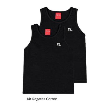 Imagem de Kit 2 Blusas Básicas Infantil Menina Regata Cotton Kely Kety, Preto, 0