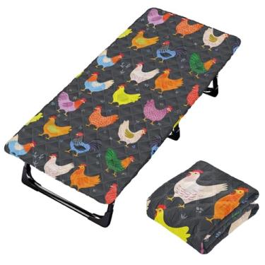 Imagem de Burbuja Lençol de berço de galinhas para crianças, lençol de cochilo acolchoado portátil com faixa elástica para meninas e meninos, lavável na máquina, 63,5 x 127 cm