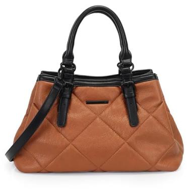 Imagem de Bolsa Transversal Grande Em Matelasse Com Metais Pretos (Caramelo)