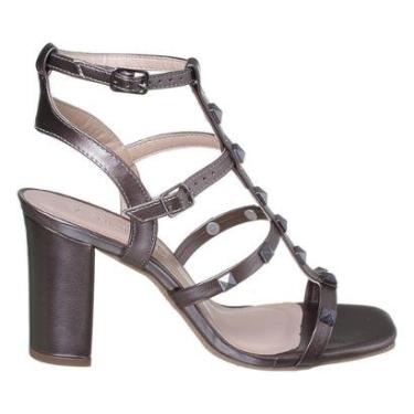 Imagem de Sandalia Gladiadora Salto Alto Feminino Grosso Tachas Spike-Feminino