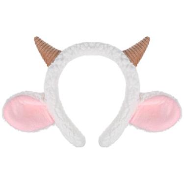 Imagem de Amosfun Tiara com orelhas de ovelha, chifre, desenho animado, vestido extravagante, festa animal, cosplay, faixa de cabeça para festa de Natal