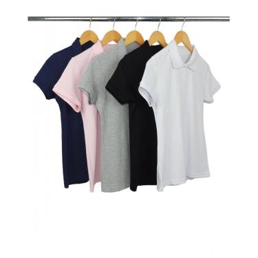 Imagem de Kit Sortido 5 Camisas Gola Polo Piquet Femininas Lisa-Feminino