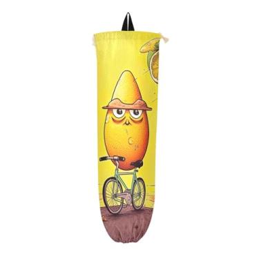 Imagem de Lemons in Bicycle Riding Plastic Bag Storage Organizer Dispenser, Suportes de Saco de Plástico, Suporte de Saco de Cozinha
