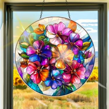 Imagem de Acrílico colorido apanhador de sol, decoração de janela suspensa, arte de parede de arco-íris, para sala de estar, quarto, varanda, decoração de jardim interno e externo 19 x 19 cm - 157 cm