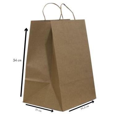 Imagem de 50 Sacolas Kraft para Entregas - 35x26x12  Para Delivery - Kaiambá Art