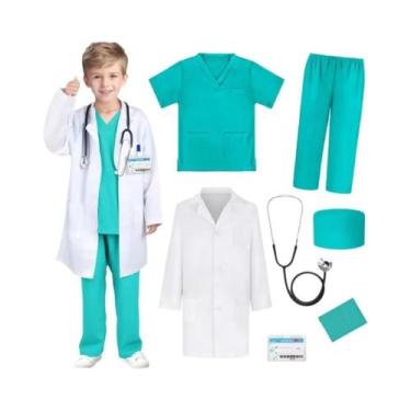 Imagem de Jaleco Médico Infantil Branco, Vestuário Cirúrgico, Uniforme De Médico