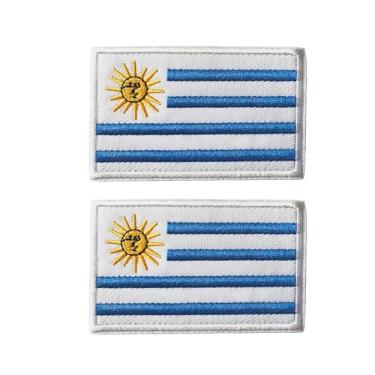 Imagem de Emblema de gancho e laço bordado da bandeira do Uruguai, 2 peças, para colete militar do exército MOLLE, mochila patriótica, design uruguaio para roupas, capacetes e equipamentos de academia