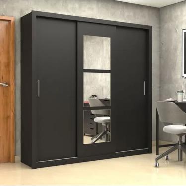 Imagem de Guarda Roupa Clarice Com Espelho Preto - Carioca Móveis