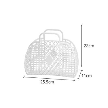 Imagem de Zerodis Cesto de Armazenamento Oco de Plástico Dobrável Plantadores Suspensos Organizador Dobrável Portátil Reutilizável para Praia, Escritório Doméstico, Compras, Brinquedos, Acessórios de Roupas,