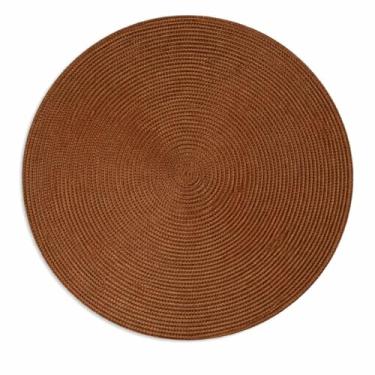Imagem de Descanso De Prato Sousplat Redondo em Tecido Polipropileno Trançado Marrom 37,5 de cm de Diâmetro Design Elegante para Mesa de Jantar Panela Cozinha Proteção contra Calor e Arranhões