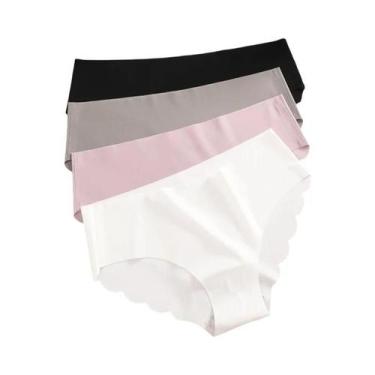 Imagem de Conjunto De 4 Calcinhas De Seda Gelada Sem Costura Para Mulheres, Ultr