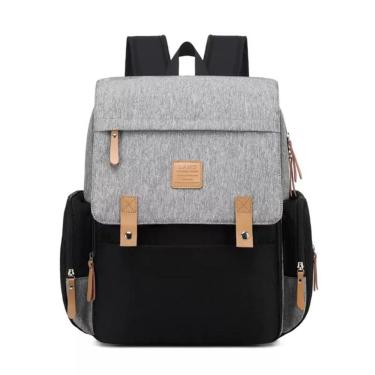 Imagem de Bolsa Maternity Land Modelo Luxury Cinza Com Preto