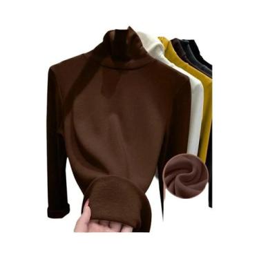 Imagem de Camiseta Térmica Feminina De Manga Longa, Alta Gola, Quente E Espessa 