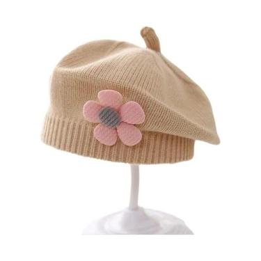 Imagem de Gorro De Inverno Quente Para Meninas Bebês, Chapéu De Flor Tricotado, 