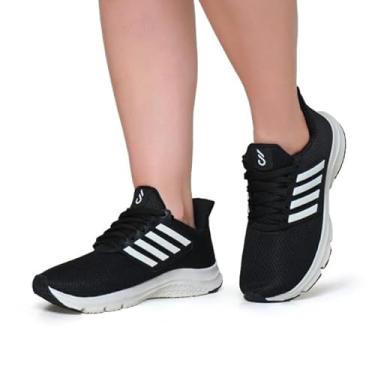 Imagem de Tênis Spark Esportivo Pulse One Alta Performance, Preto com Detalhes Brancos, Respirável (BR, Adulto, Numérico, 38)