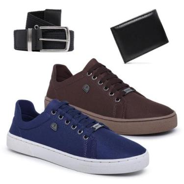 Imagem de Kit 2 Tênis Masculino Casual Confort + Cinto + Carteira Social - Bless