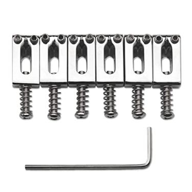 Imagem de MAXCHEER Selas de ponte tremolo para guitarra de 10,5 mm para substituição de guitarra elétrica Fender Stratocaster Strat Telecaster Tele (cromado)