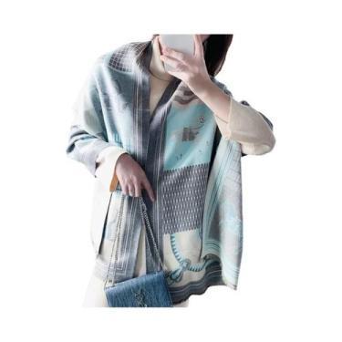 Imagem de Cachecol Feminino De Luxo Em Caxemira Para Inverno, Xale Quente E Gros