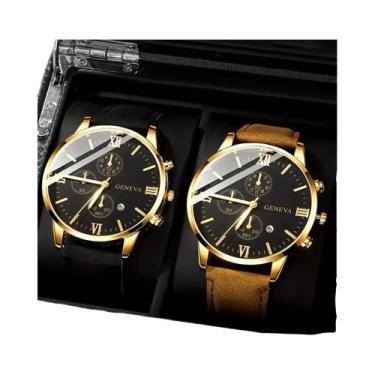 Imagem de Conjunto De Relógio Esportivo Casual Masculino De Quartzo Com 2 Peças,