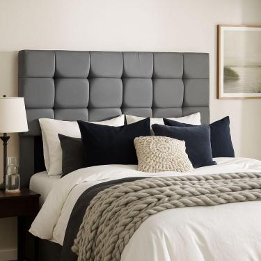 Imagem de Cabeceira Cama Box Solteiro 90 Cm Alana Em Suede Com Frame Cinza
