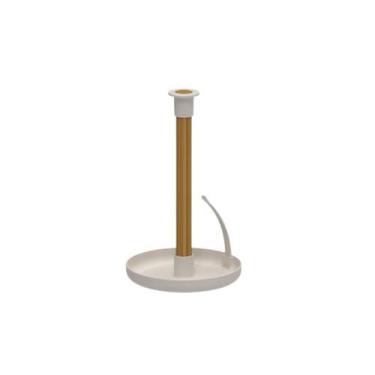 Imagem de Porta Papel Toalha E Guardanapo Para Mesa Em Bambu Bege Ou