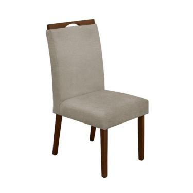Imagem de Cadeira Mesa De Jantar Madeira Maciça Linho Premium Heloísa Bege Linho