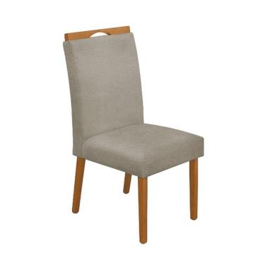 Imagem de Cadeira Mesa De Jantar Madeira Maciça Linho Premium Heloísa Cerejeira Bege Linho