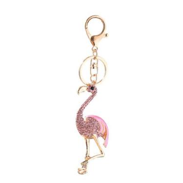 Imagem de Chaveiro Creative Flamingo com strass rosa, liga de zinco - Yiweisai