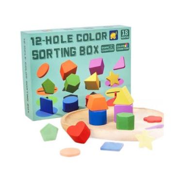 Imagem de Caixa de classificação de formas e cores Early Learning Toy Wooden - T