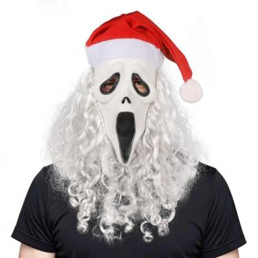Imagem de Máscara Halloween Scream Ghost com chapéu de Papai Noel e resina facia