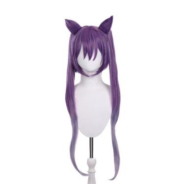 Imagem de Peruca de cosplay Genshins Impacts Keqings Anime 65 cm de altura. - ta
