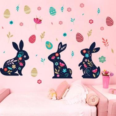 Imagem de Adesivos de parede Coelhinho da Páscoa Coelho e Ovo em PVC 25x29cm - y