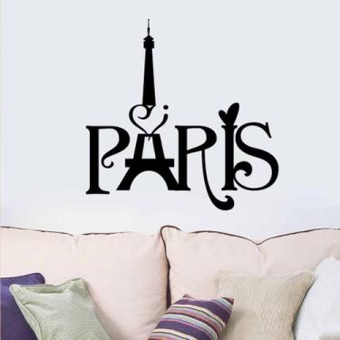 Imagem de Adesivos de parede Paris Eiffel Tower Creative Typography 43x41cm - yi