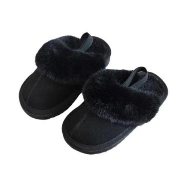 Imagem de Chinelos De Inverno De Algodão Para Meninos E Meninas, Cor Sólida, Pel