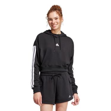 Imagem de Moletom Capuz Essentials French Terry Crop 3 listras Adidas-Feminino