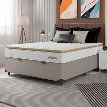 Imagem de Cama Box Baú Colchão Casal Molas Ensacadas Absoluto Pillow Top 138x188x64cm