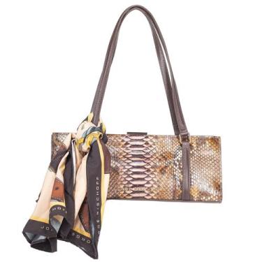 Imagem de Bolsa de Ombro Feminina Jorge Bischoff Clutch Couro Cobra Python, Marr
